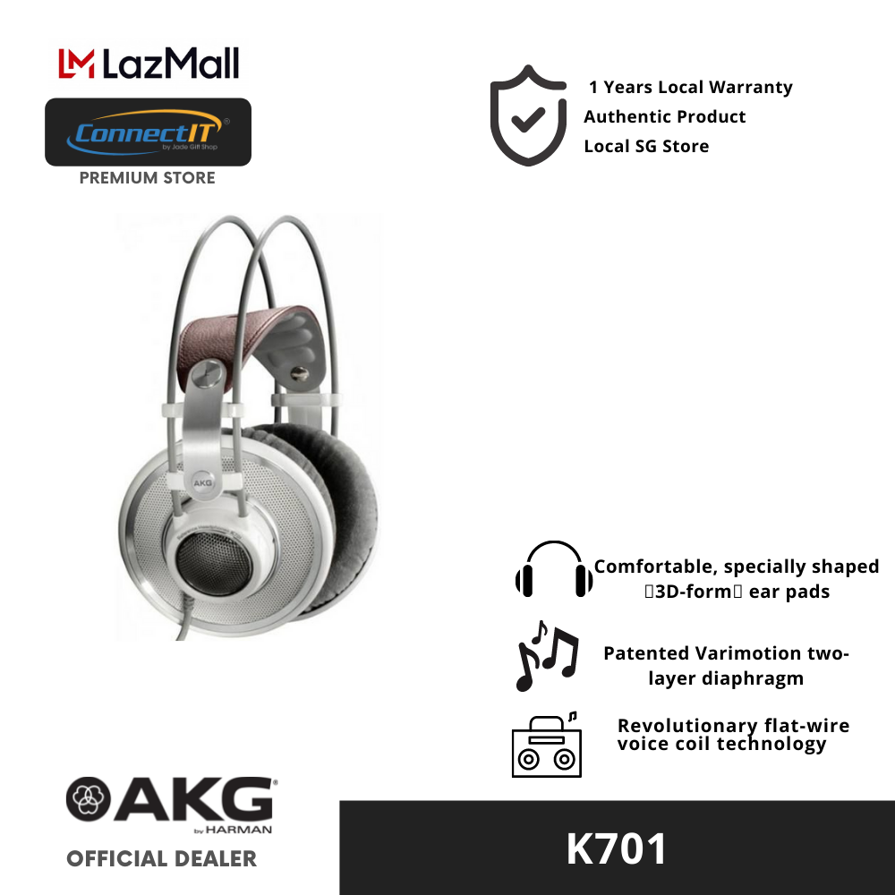 AKG K701 Open-Back, Over-Ear Premium Reference Class Studio Headphones [ 1 Year Warranty]