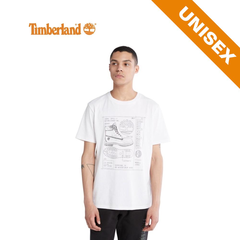 Timberland All Gender Blueprint Boot Front-Graphic T-Shirt White