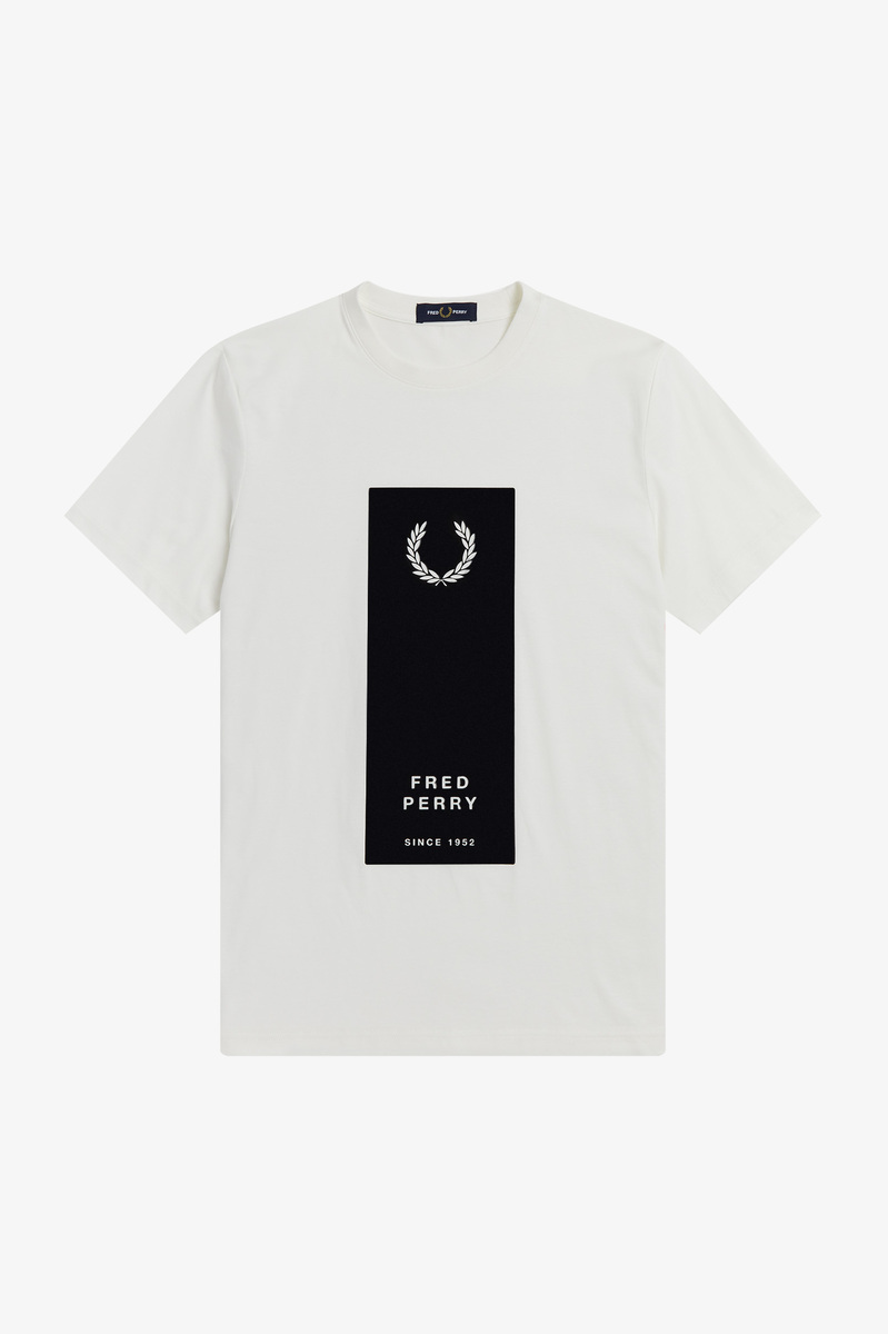 Fred Perry M3664 Block Print T-Shirt (Snow White)