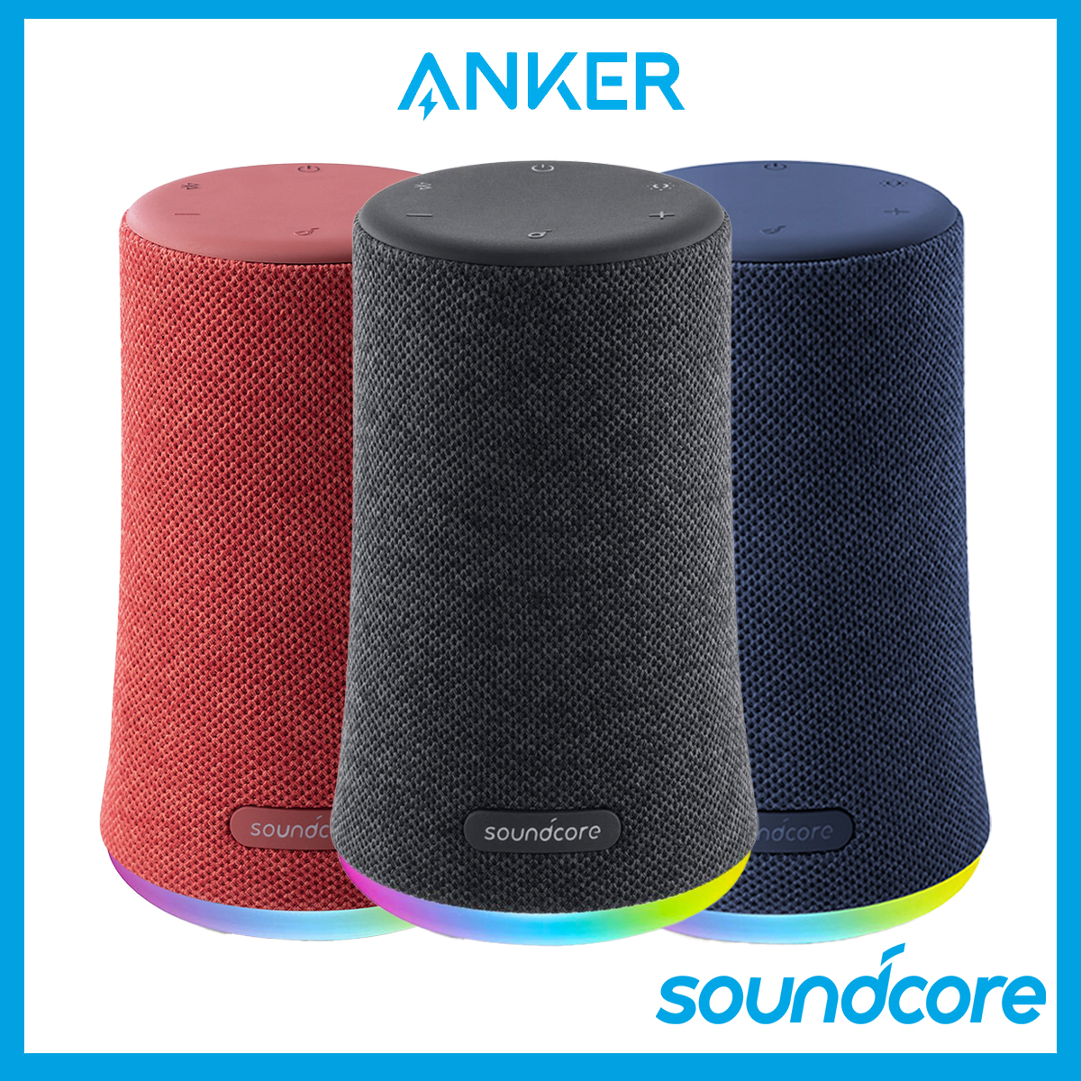 Anker Soundcore Flare Mini 360° Bluetooth Speaker with IPX7 Waterproof, Bigger Bass, Ambient LED Light, 12-Hour Playtime