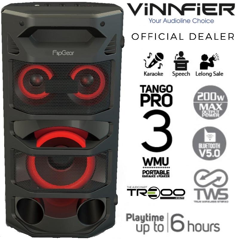Vinnfier FlipGear Tango Pro 3 WMU Wireless Bluetooth Speaker with Wireless Handheld Microphone