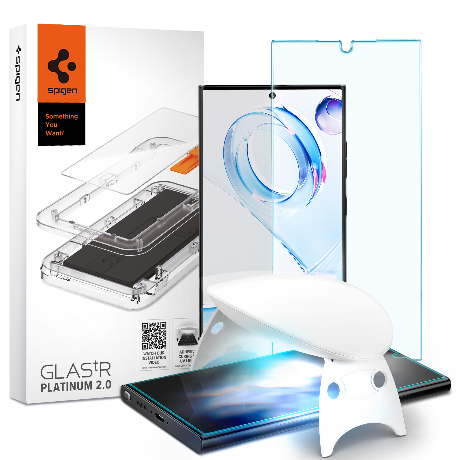 SPIGEN Screen Protector for Galaxy S23 Ultra [Platinum Tray] Samsung Galaxy S23 Ultra Tempered Glass