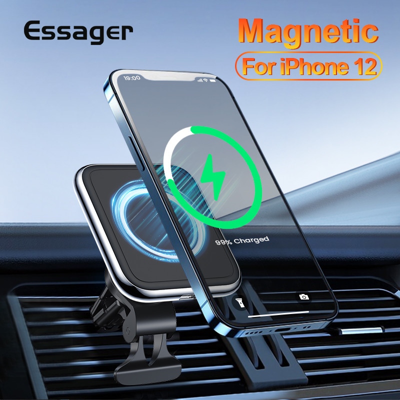 Essager Qi Magnetic Wireless Car Charger Compatible with iPhone 12 Pro max 15W Induction Car Phone Holder Fast Wireless Charging Car Mount