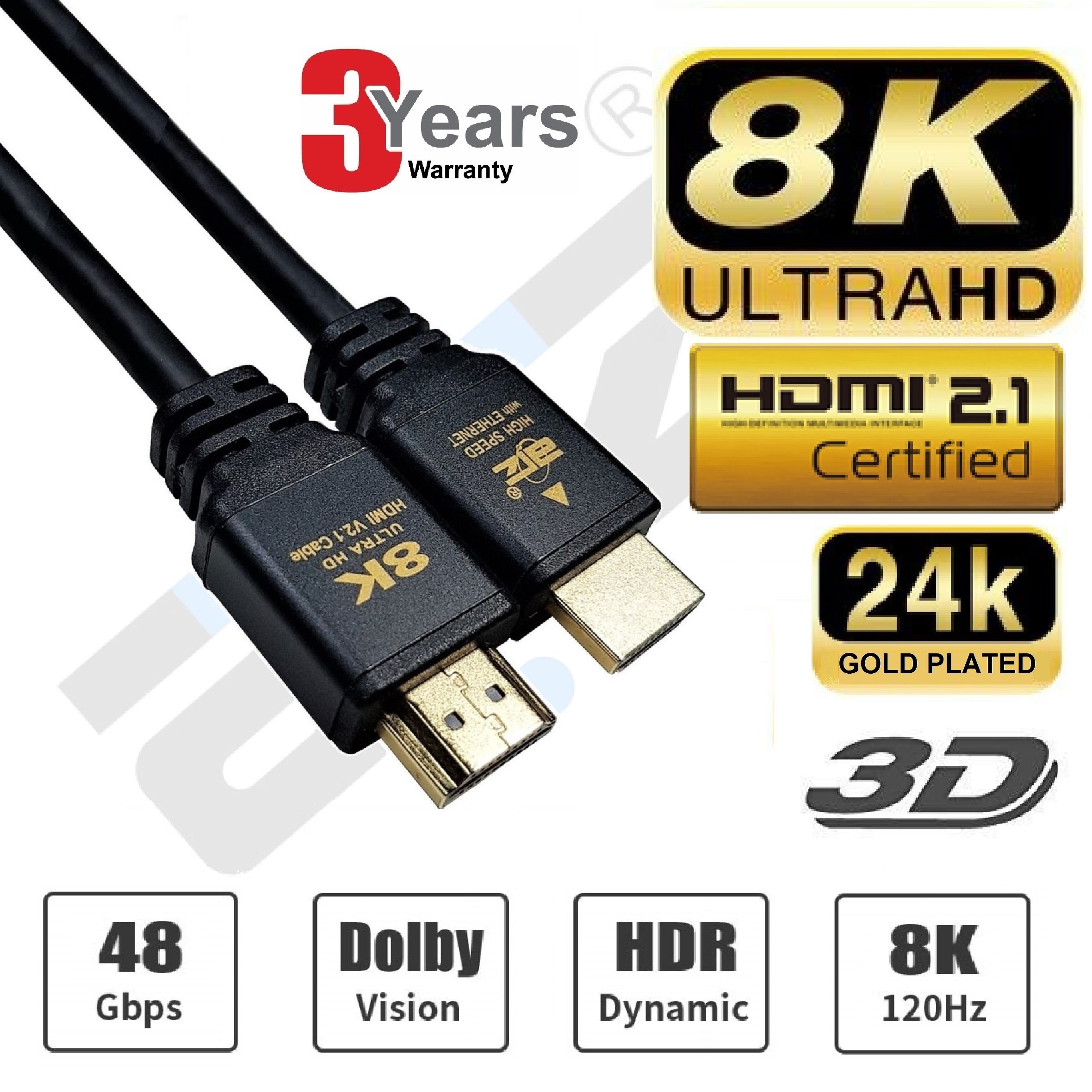 ATZ 5m HDMI Cable 8k HDMI v2.1 Ultra High Speed 8K at 120Hz 48Gbps HDMI Cable 2.1 with Ethernet - 5 meter hdmi 8k hdmi cable 8k eARC